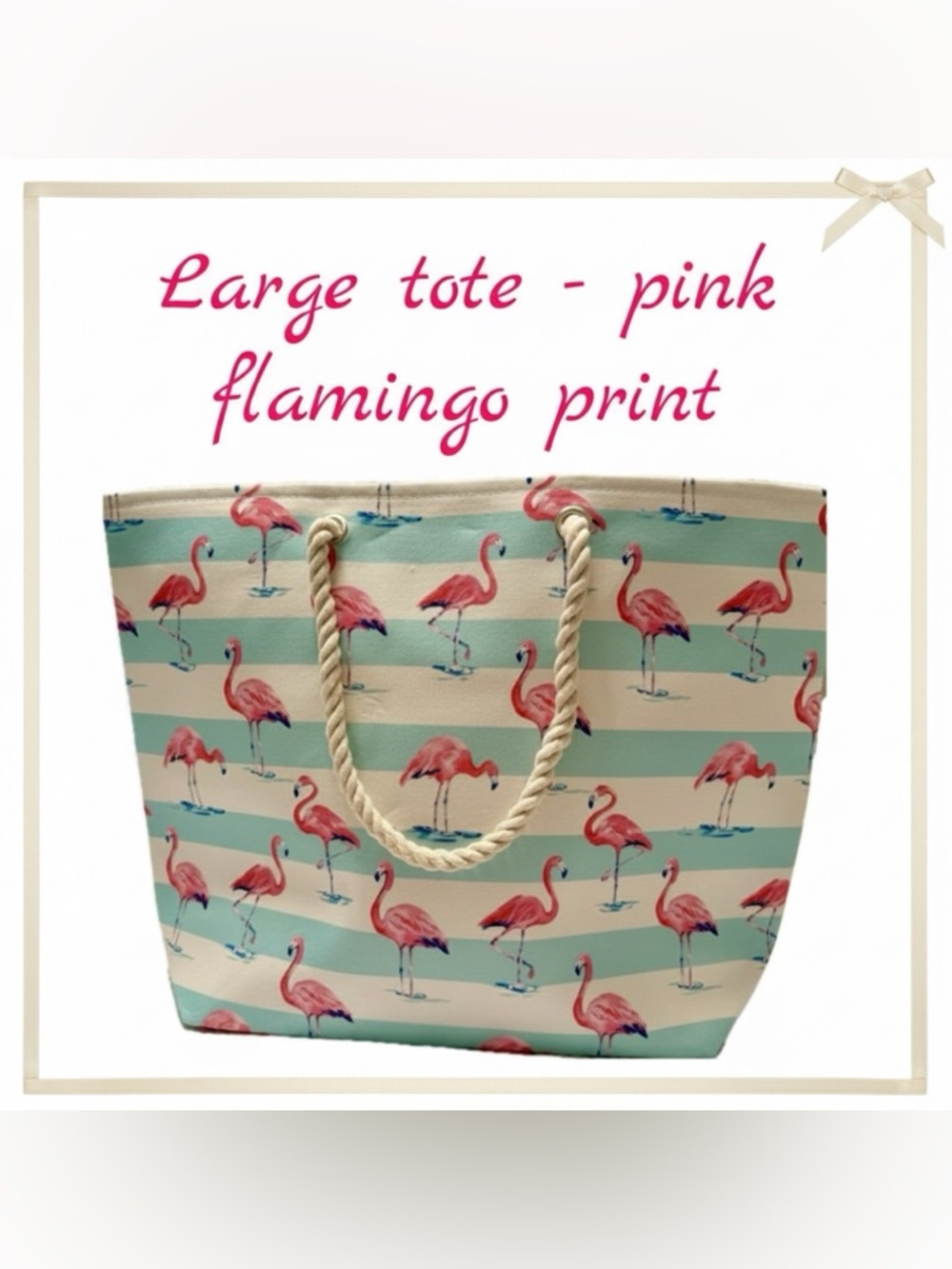 Tote bag - beach tote - flamingo - brand new w/ detached tags. 16”hx21”w